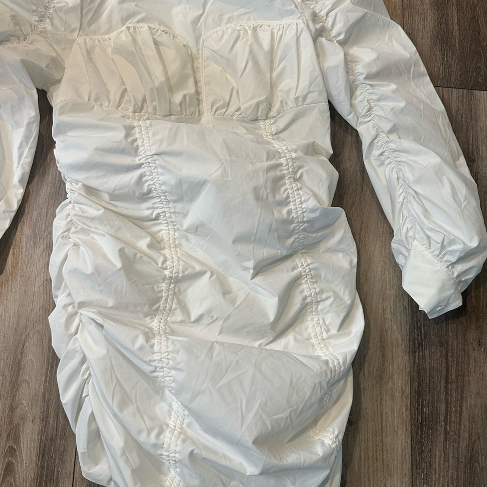 BooHoo Elegant White Ruched Dress